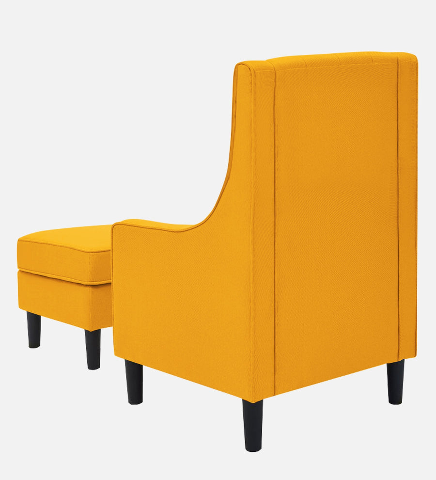 Sona Fabric Barrel Chair With Ottoman In Bold Yellow Colour - Febonic Living