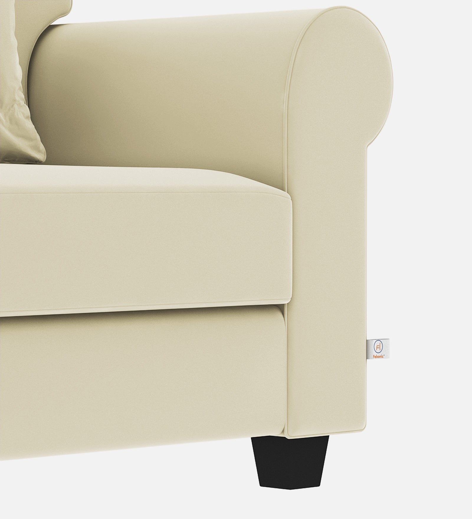 Numonk Velvet 1 Seater Sofa in Warm White Colour