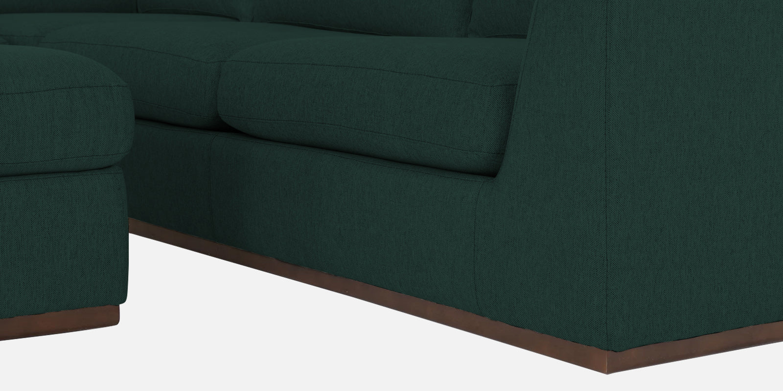 Freedom Velvet 6 Seater LHS Sectional Sofa In Forest Green Colour With Ottoman