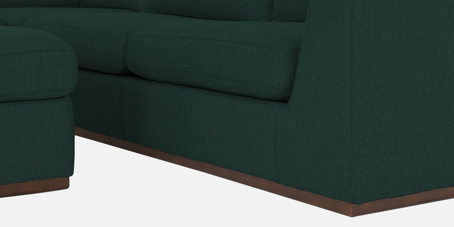 Freedom Velvet 6 Seater Lhs Corner Sofa In Forest Green Colour With Ottoman - Febonic Living