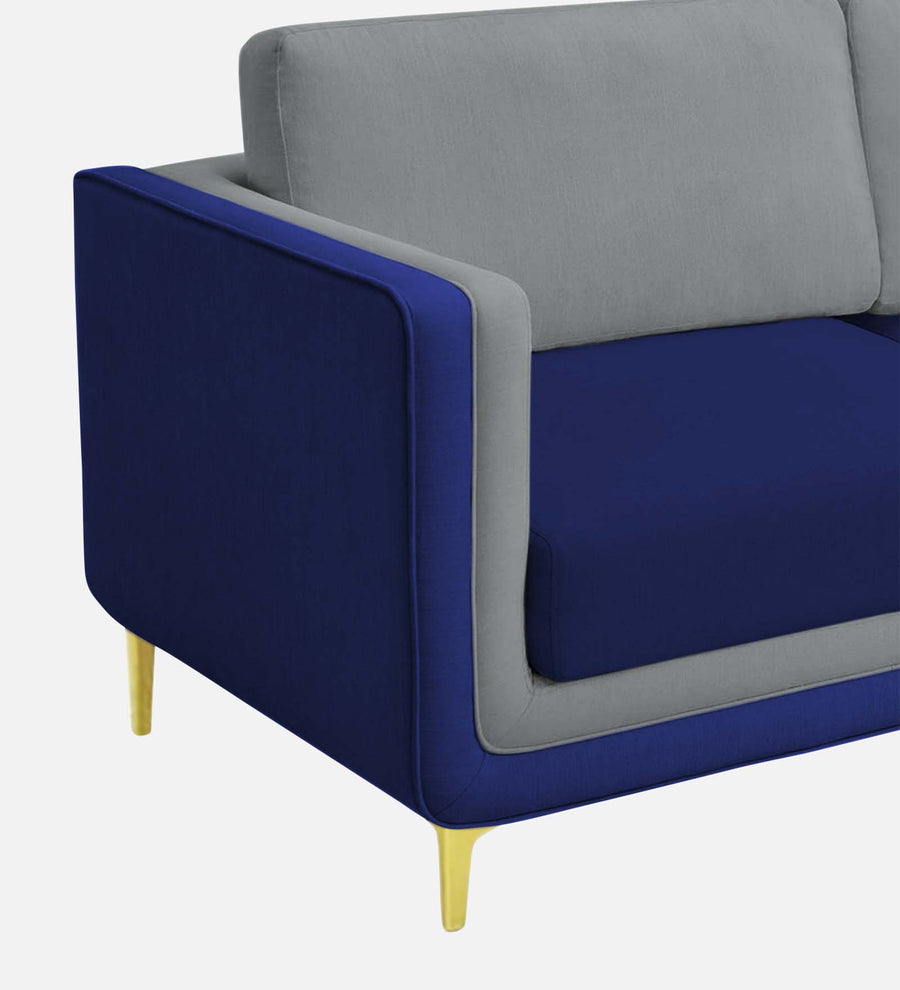 Visky Velvet 1 Seater Sofa In Pearl Grey And Indigo Blue Colour - Febonic Living