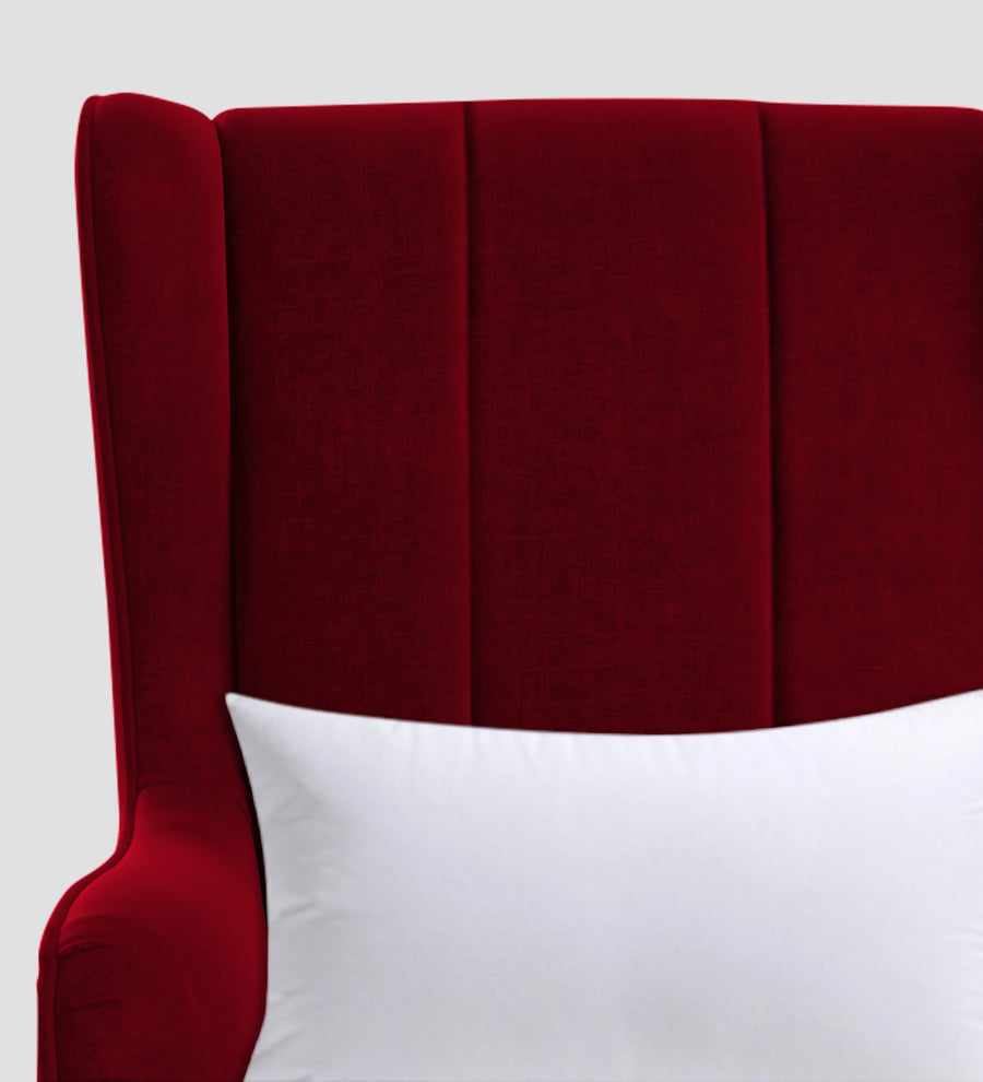 Niya Velvet Wing Chair In Cherry Red Colour - Febonic Living