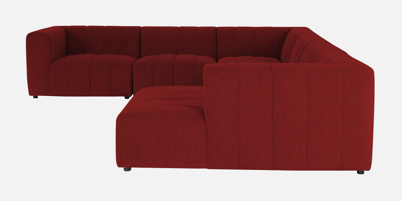 Damo Fabric LHS 8 Seater Sectional Sofa In Blood Maroon Colour