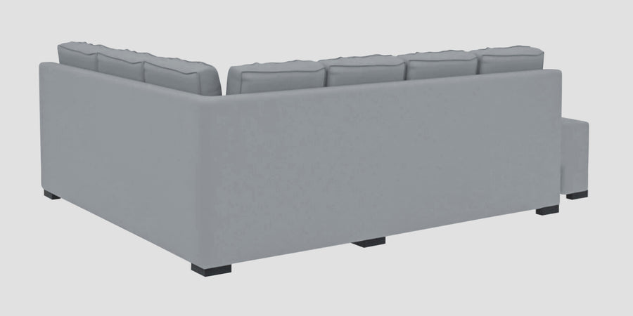 Corby Velvet Rhs 6 Seater Convertible Sofa Cum Bed In Concrete Grey Colour - Febonic Living