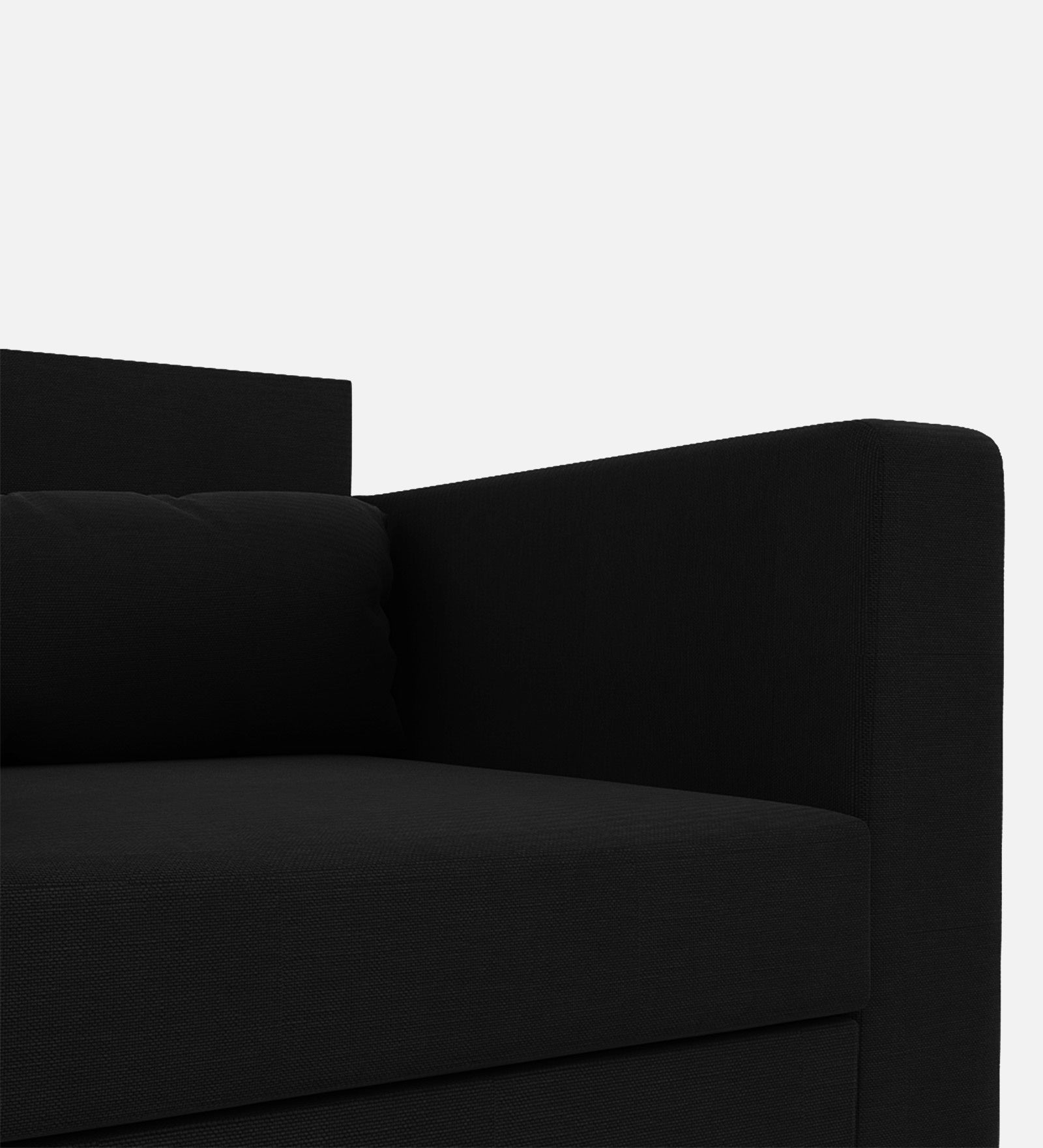 Nipul Fabric 1 Seater Sofa in Zed Black Colour