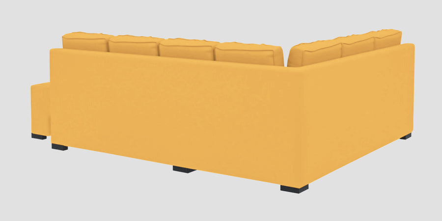 Corby Velvet Lhs 6 Seater Convertible Sofa Cum Bed In Turmeric Yellow Colour - Febonic Living