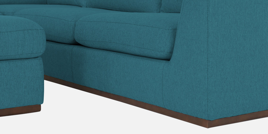 Freedom Velvet 6 Seater Lhs Corner Sofa In Aqua Blue Colour With Ottoman - Febonic Living