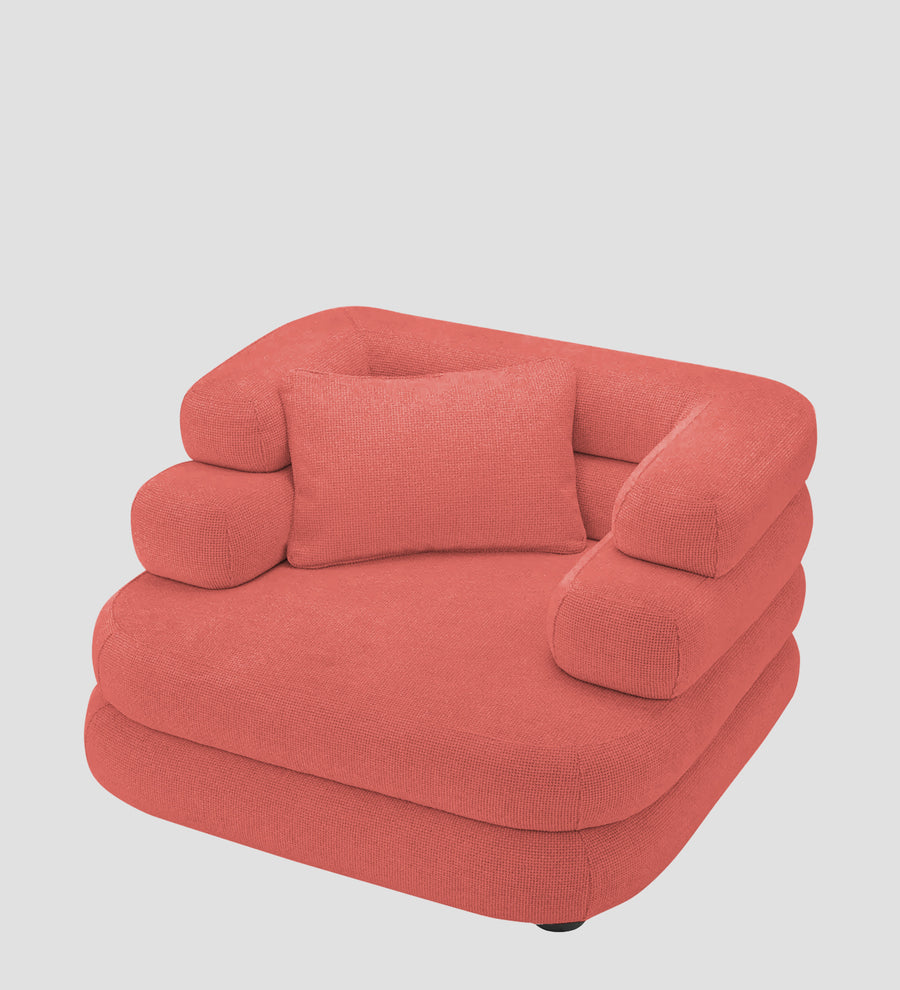 Wener Fabric 1 Seater Sofa In Salmon Pink Colour - Febonic Living
