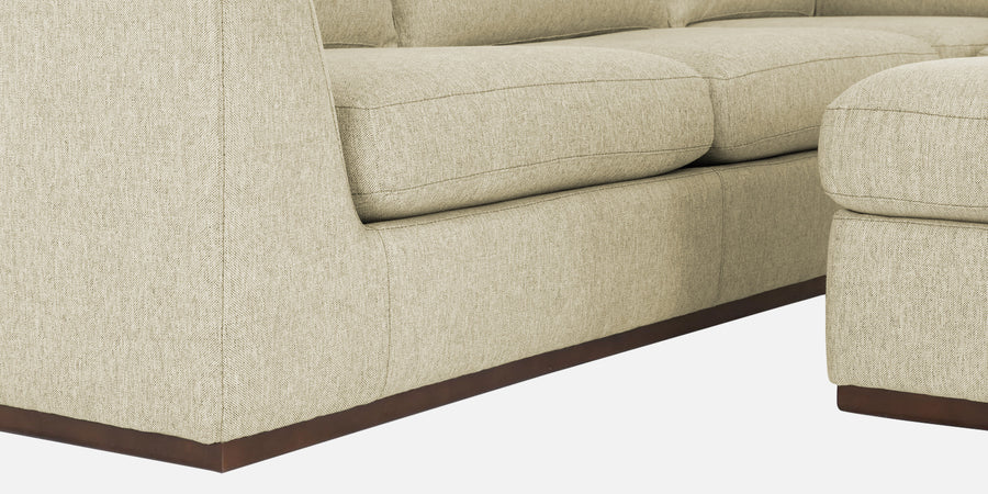 Freedom Velvet 6 Seater Rhs Corner Sofa In Warm White Colour With Ottoman - Febonic Living