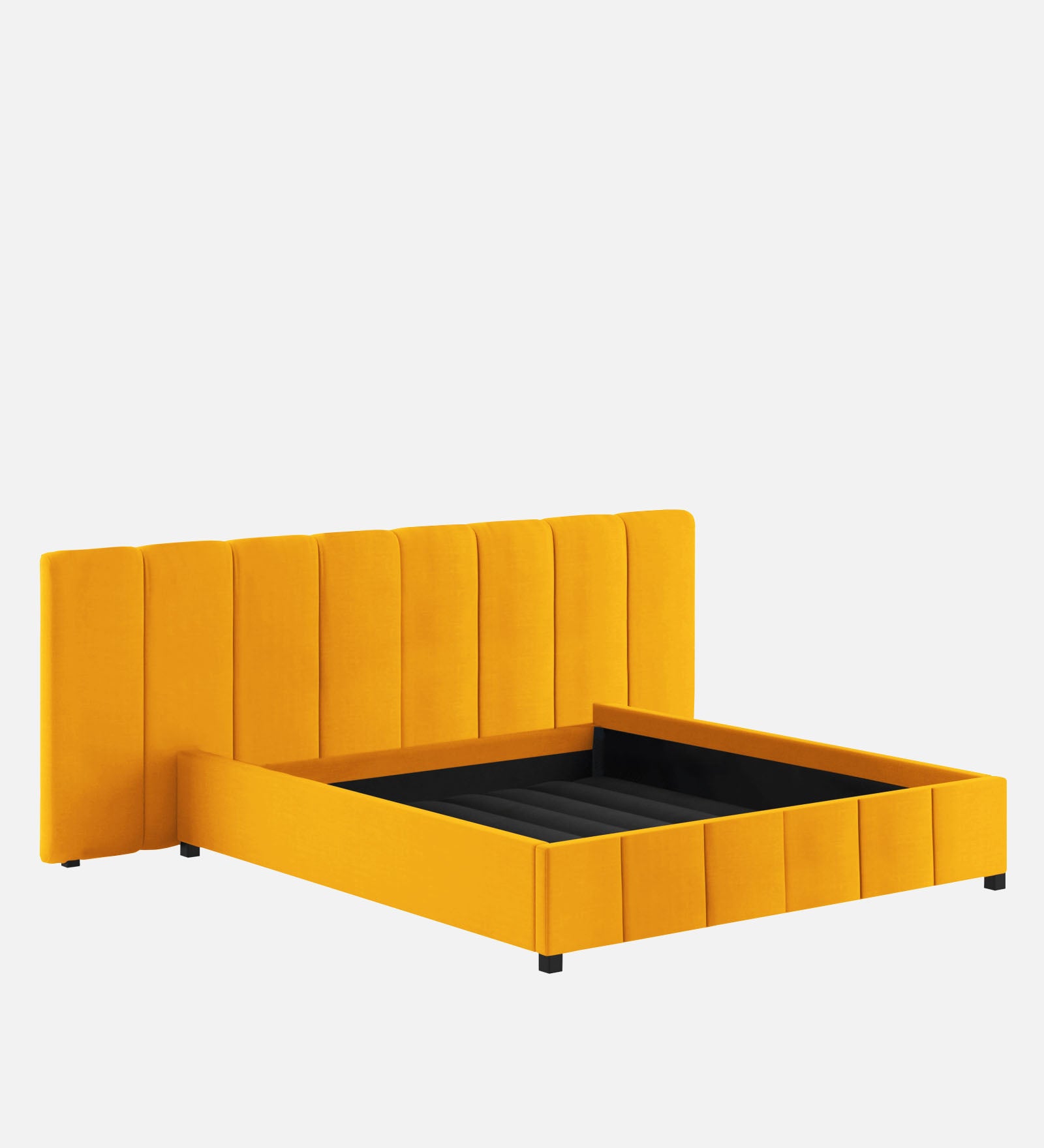 Nora Fabric King Size Bed In Bold Yellow Colour