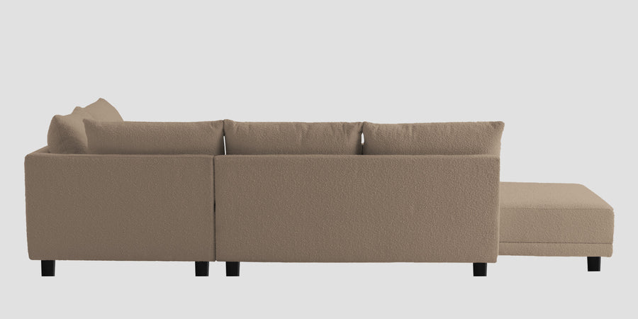 Ira Boucle Fabric Lhs 6 Seater Convertible Sofa Cum Bed In Mushroom Beige Colour - Febonic Living