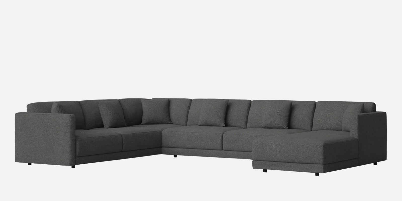 Carlin Fabric LHS 8 Seater Sectional Sofa In Charcoal Grey Colour