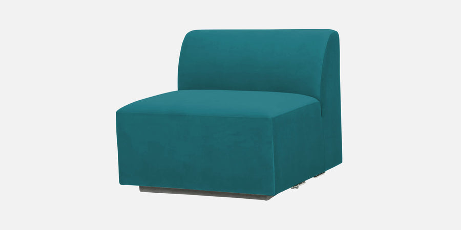 Bufa Velvet Rhs Sectional Sofa In Arabian Green Colour With Ottoman - Febonic Living