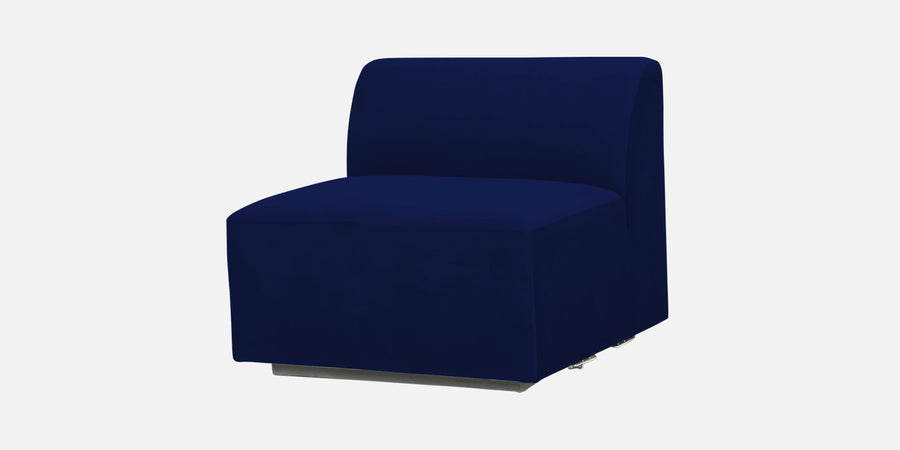 Bufa Velvet Rhs Sectional Sofa In Dark Blue Colour With Ottoman - Febonic Living