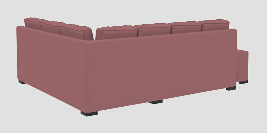 Corby Velvet Rhs 6 Seater Convertible Sofa Cum Bed In Rose Pink Colour - Febonic Living