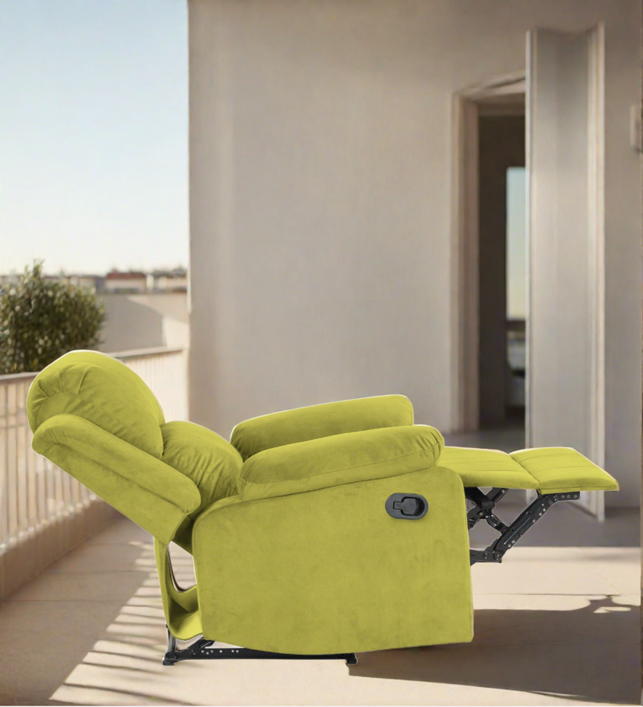 Henry Fabric 1 Seater Motorized Recliner In Parrot Green Colour - Febonic Living
