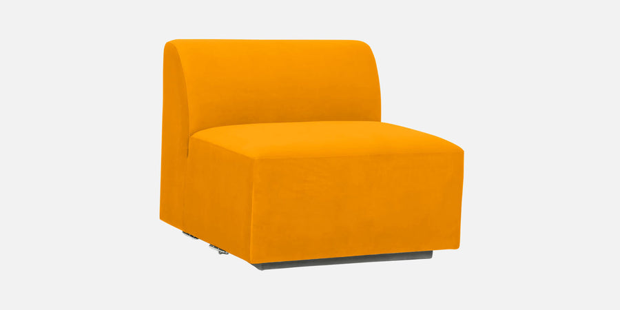 Bufa Velvet Lhs Sectional Sofa In Saffron Yellow Colour With Ottoman - Febonic Living