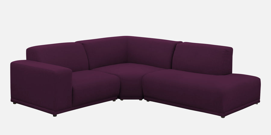 Adam Fabric Rhs Sectional Sofa 3 Ottoman Lounger In Greek Purple Colour - Febonic Living