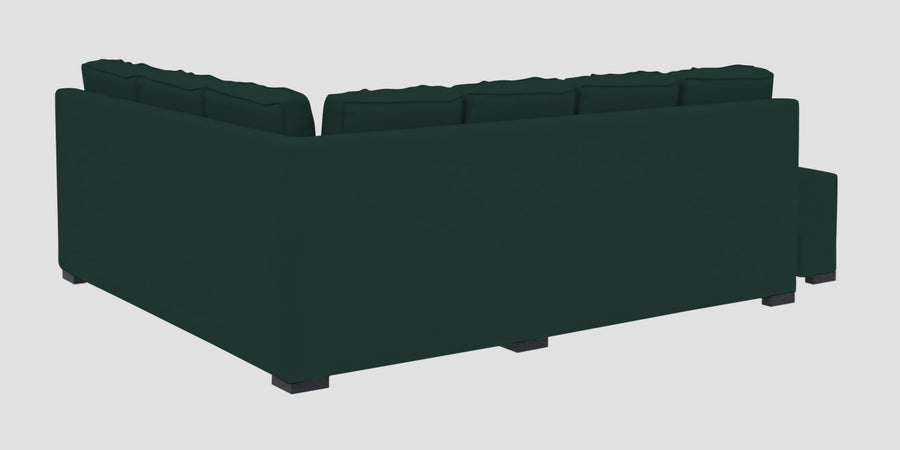 Corby Velvet Rhs 6 Seater Convertible Sofa Cum Bed In Forest Green Colour - Febonic Living