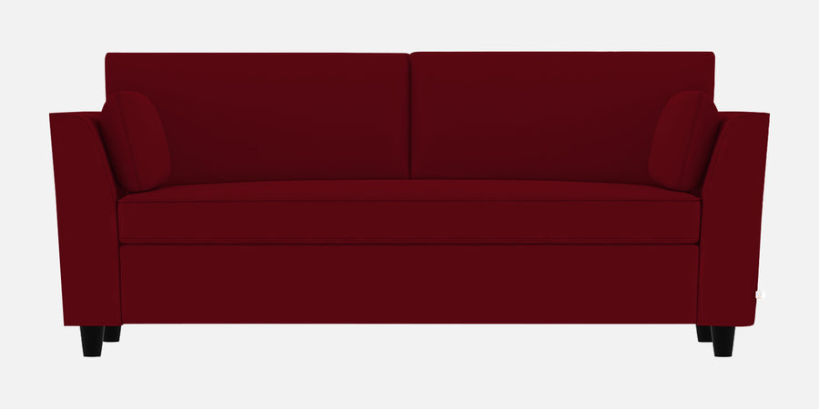 Bristo Velvet 3 Seater Sofa In Cherry Red Colour With Storage - Febonic Living