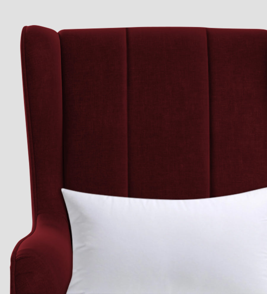 Niya Velvet Wing Chair In Dark Maroon Colour - Febonic Living