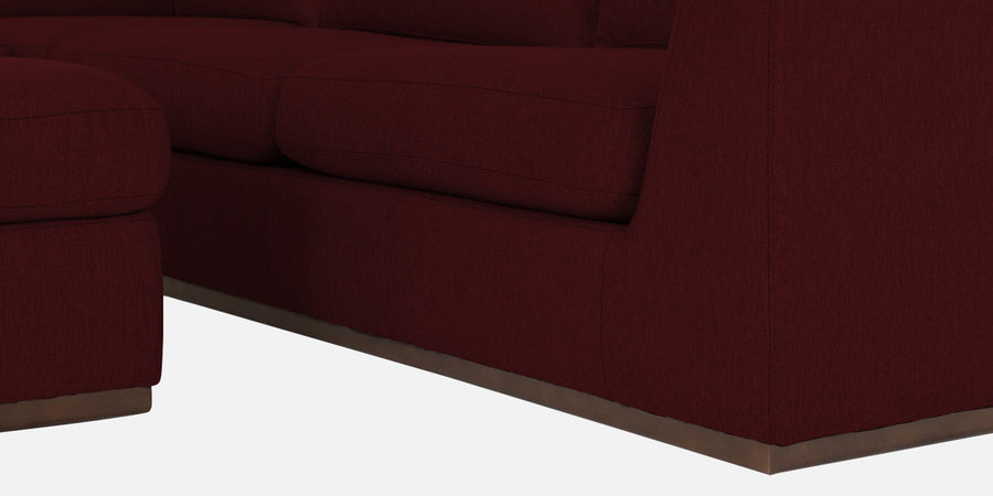 Freedom Velvet 6 Seater Lhs Corner Sofa In Dark Maroon Colour With Ottoman - Febonic Living