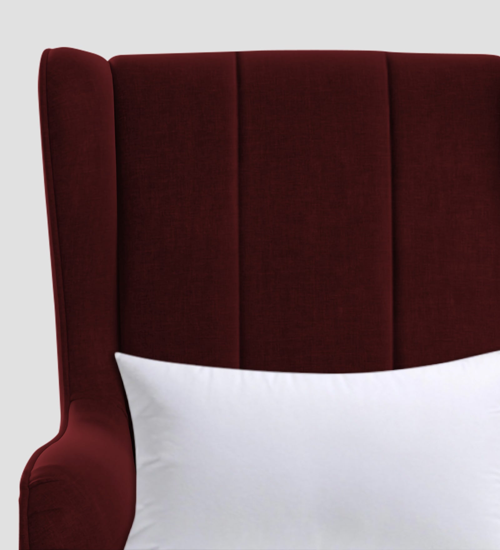 Niya Velvet 1 Seater Wing Chair in Blood Maroon Colour