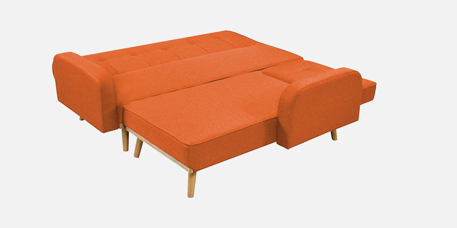 Zuno Fabric Rhs Convertible Sofa Cum Bed In Vivid Orange Colour - Febonic Living