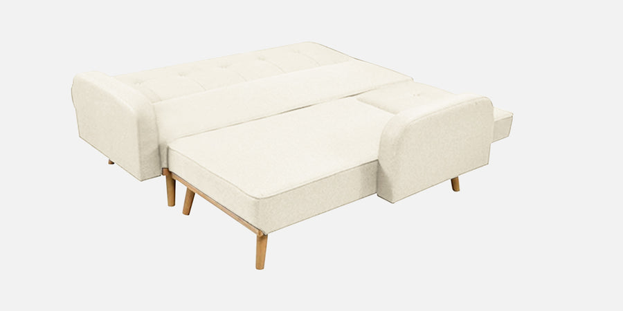 Zuno Fabric Rhs Convertible Sofa Cum Bed In Ivory Cream Colour - Febonic Living