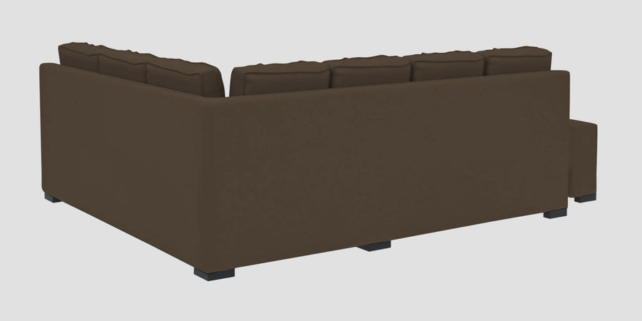 Corby Velvet Rhs 6 Seater Convertible Sofa Cum Bed In Shade Brown Colour - Febonic Living