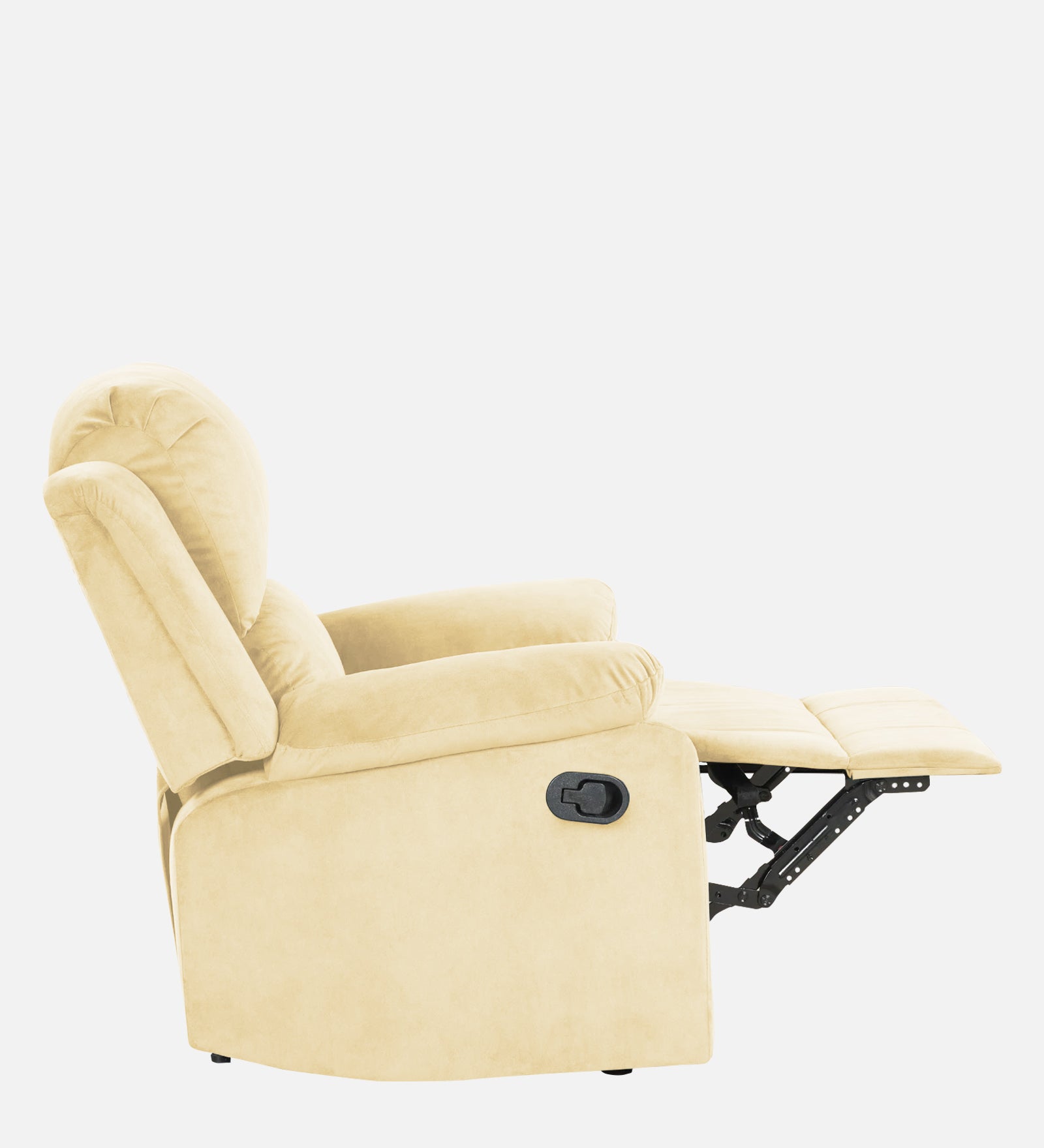 Henry Velvet Manual 1 Seater Recliner In Sandy Beige Colour