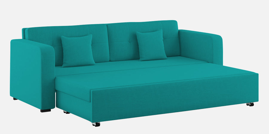 Rocky Fabric 3 Seater Pull Out Sofa Cum Bed In Sea Green Colour With Storage - Febonic Living