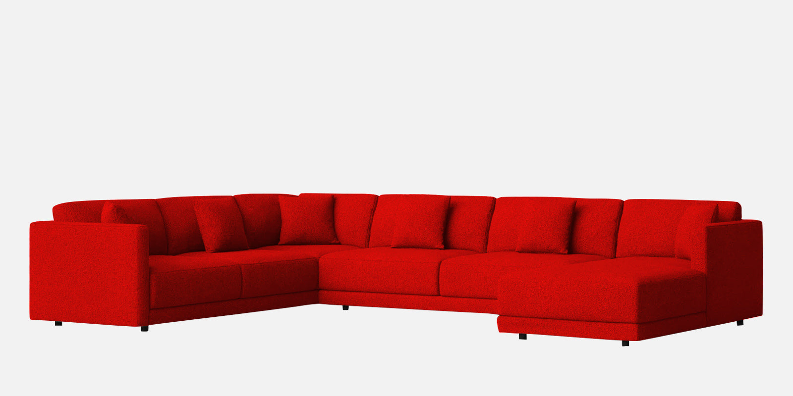 Carlin Fabric LHS 8 Seater Sectional Sofa In Ruby Red Colour