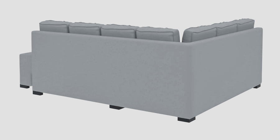 Corby Velvet Lhs 6 Seater Convertible Sofa Cum Bed In Concrete Grey Colour - Febonic Living