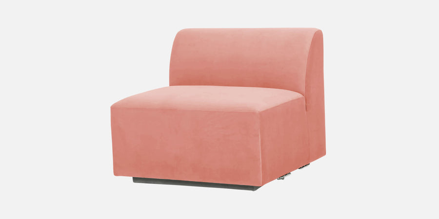 Bufa Velvet Rhs Sectional Sofa In Blush Pink Colour With Ottoman - Febonic Living