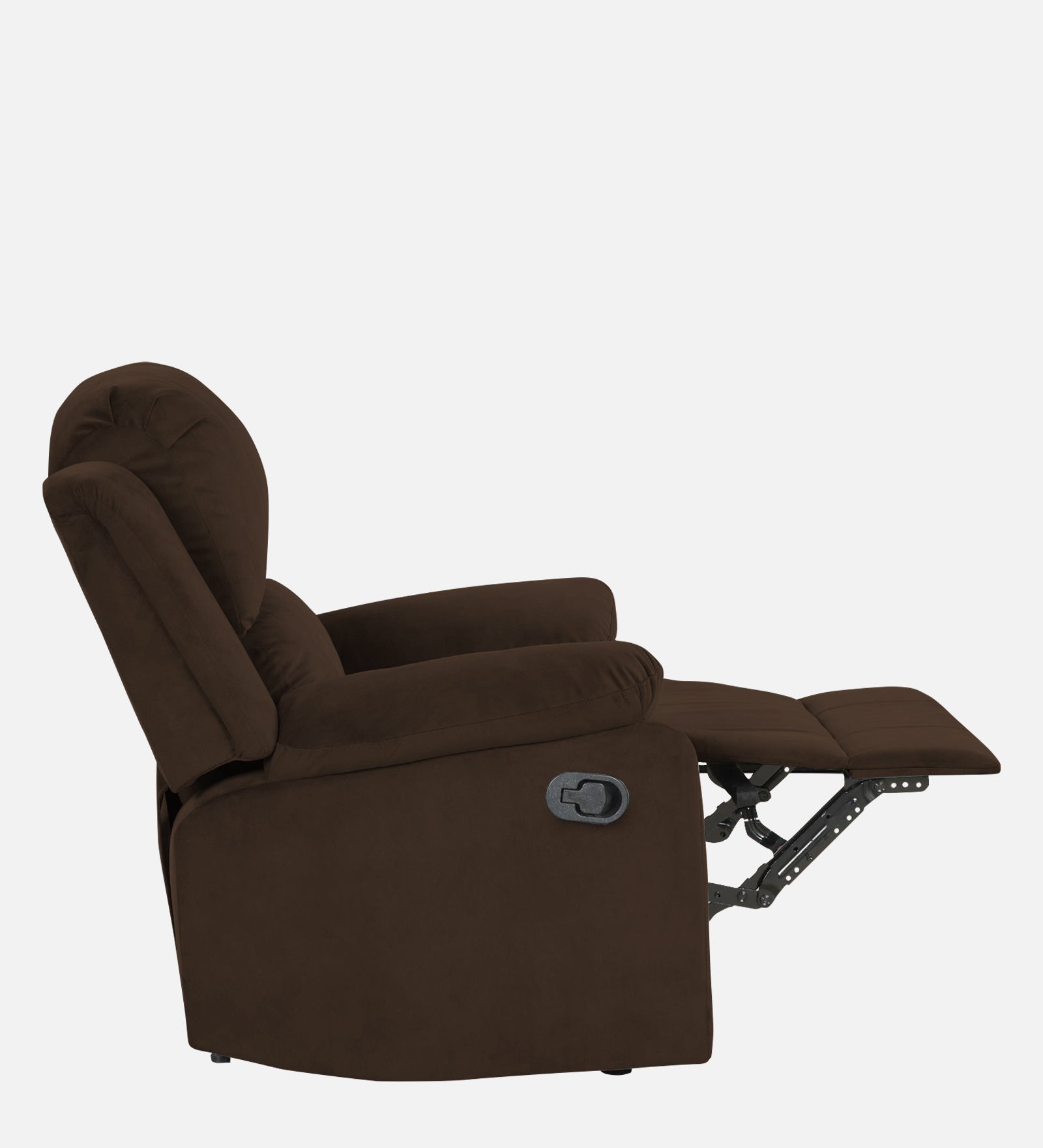 Henry Velvet Manual 1 Seater Recliner In Cholocate Brown Colour