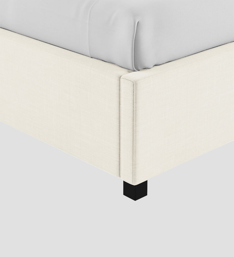 Isko Fabric Upholstered Single Size Bed In Ivory Cream Colour With Box Storage - Febonic Living