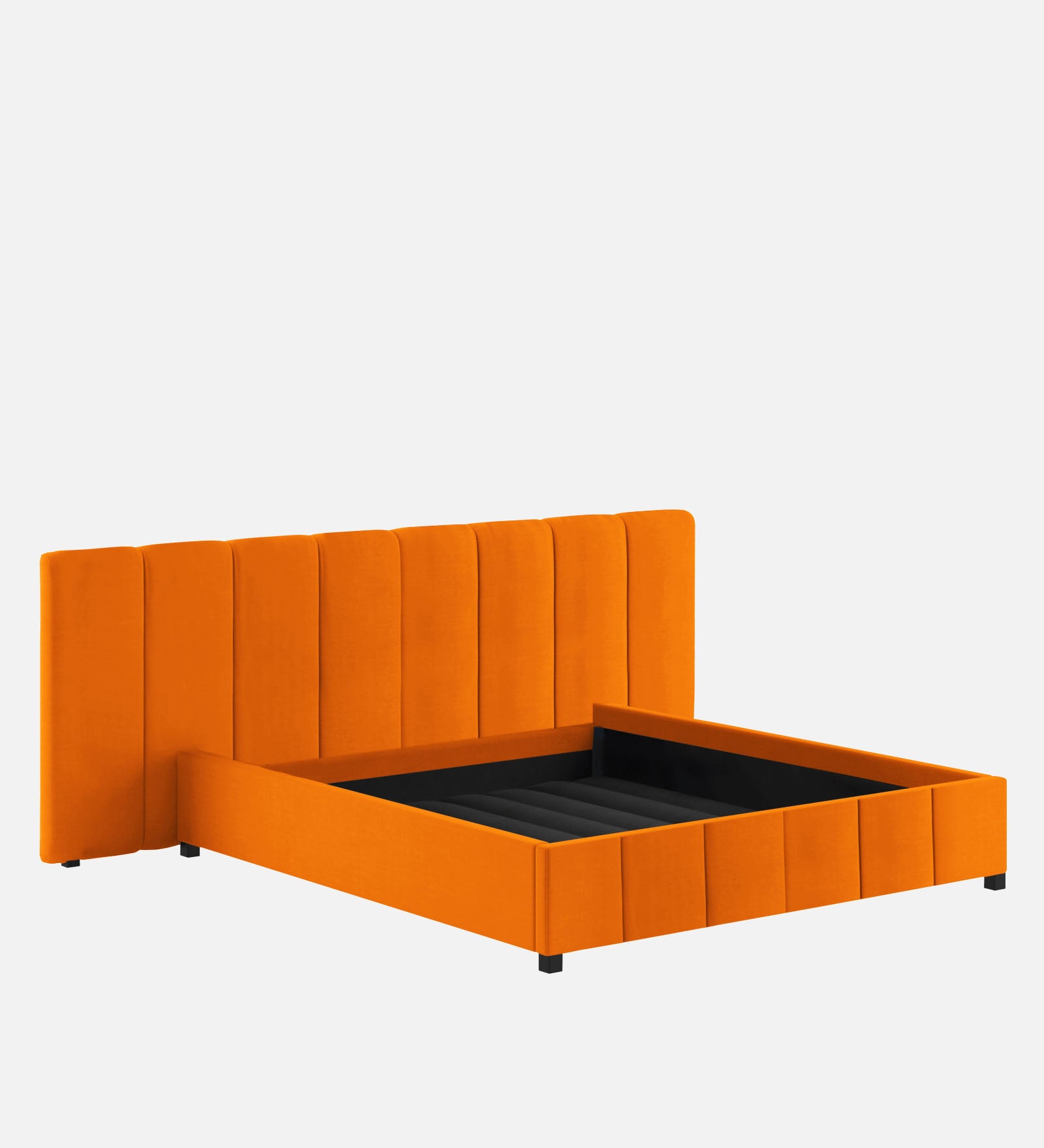 Nora Fabric Queen Size Bed In Vivid Orange Colour