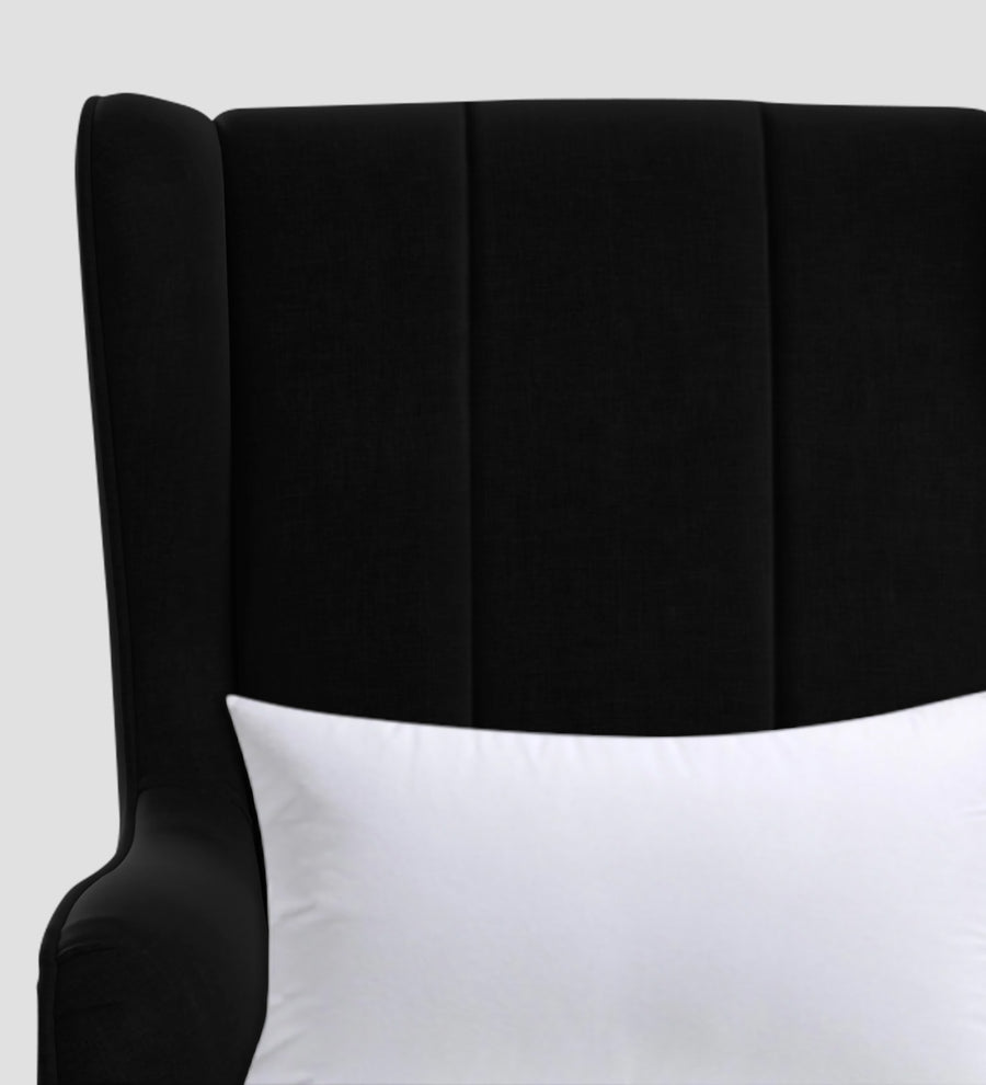 Niya Velvet Wing Chair In Adam Black Colour - Febonic Living