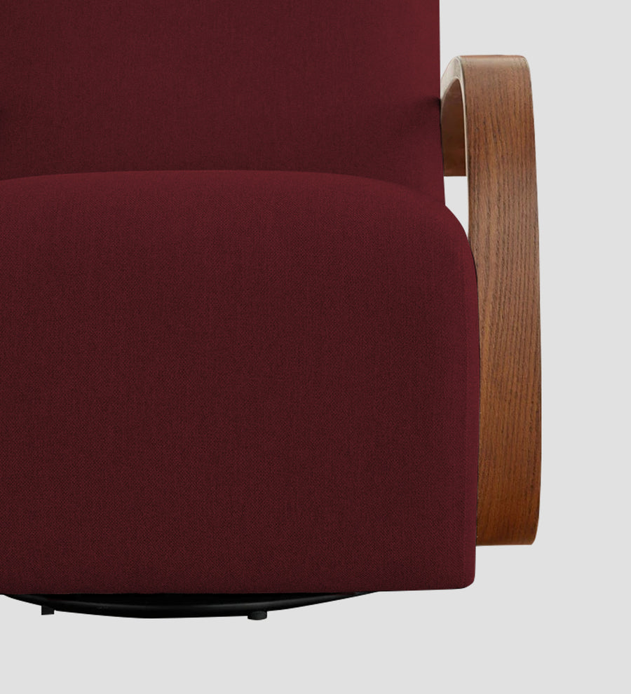 Balma Fabric Swivel Chair In Blood Maroon Colour - Febonic Living