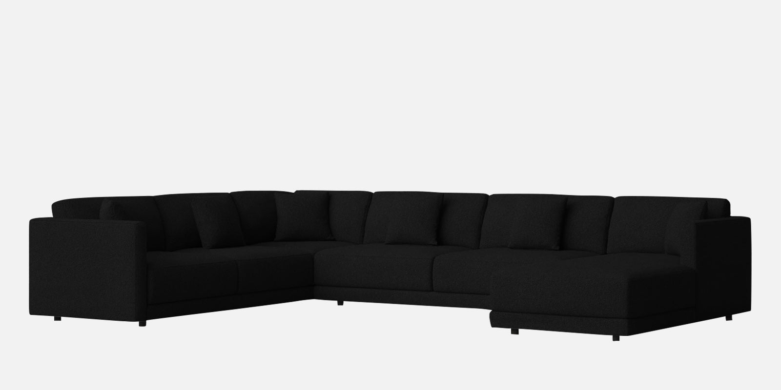 Carlin Fabric LHS 8 Seater Sectional Sofa In Zed Black Colour