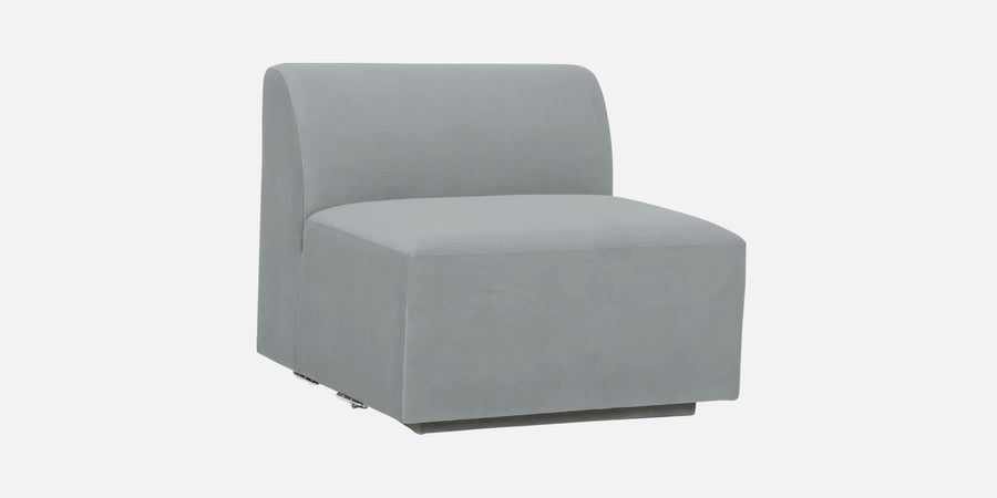 Bufa Velvet Lhs Sectional Sofa In Pearl Grey Colour With Ottoman - Febonic Living