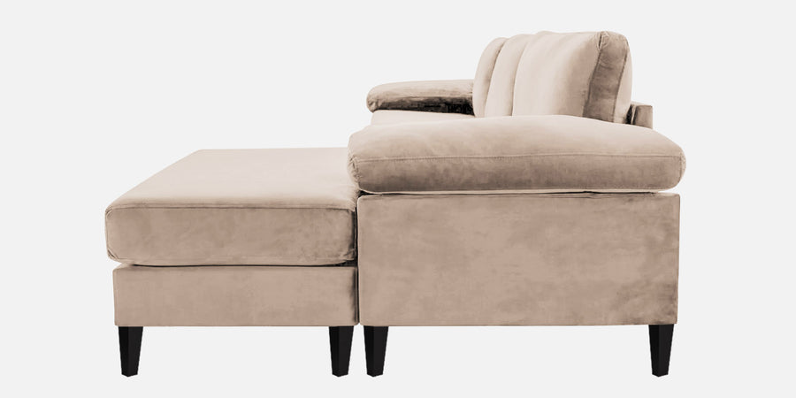 Vegas Velvet Lhs Sectional Sofa 3 Lounger In Camel Beige Colour - Febonic Living