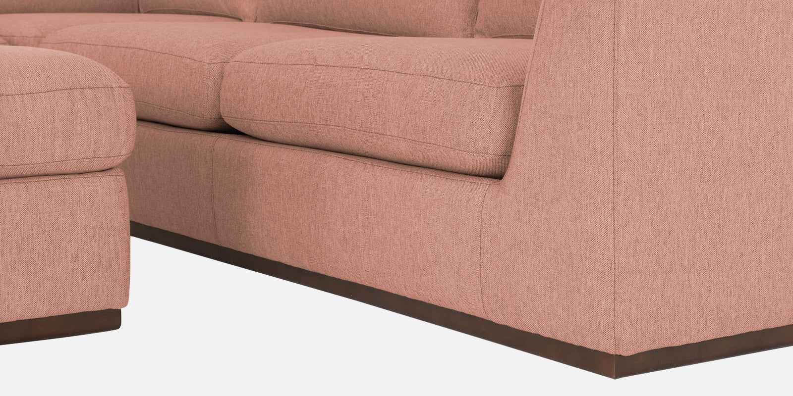 Freedom Velvet 6 Seater LHS Sectional Sofa In Blush Pink Colour With Ottoman