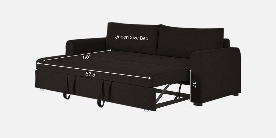 Sigma Fabric 3 Seater Pull Out Sofa Cum Bed In Cara Brown Colour - Febonic Living