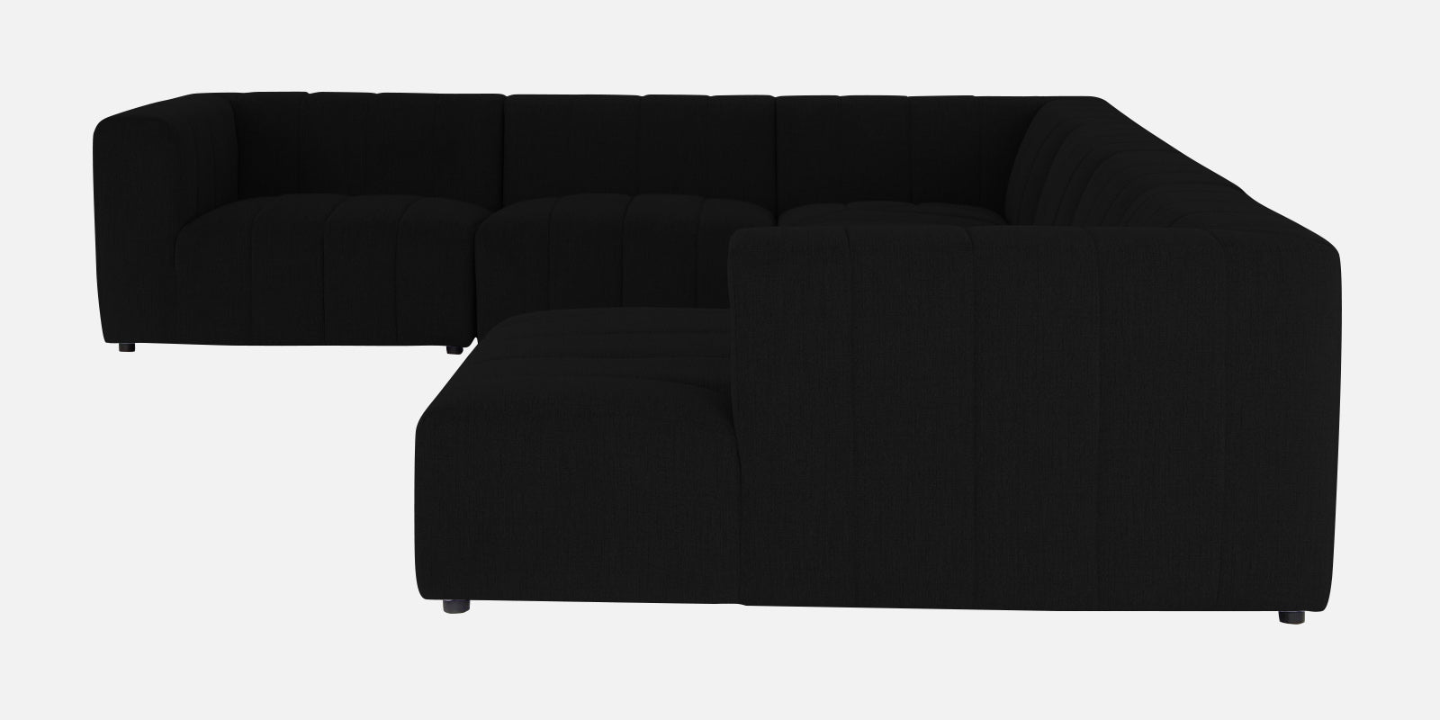 Damo Fabric LHS 8 Seater Sectional Sofa In Zed Black Colour