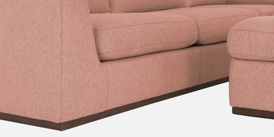 Freedom Velvet 6 Seater Rhs Corner Sofa In Blush Pink Colour With Ottoman - Febonic Living
