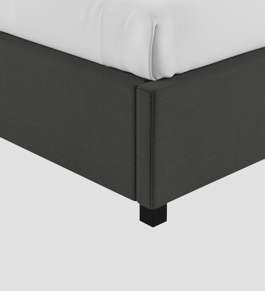 Isko Fabric Upholstered Single Size Bed In Charcoal Grey Colour With Box Storage - Febonic Living