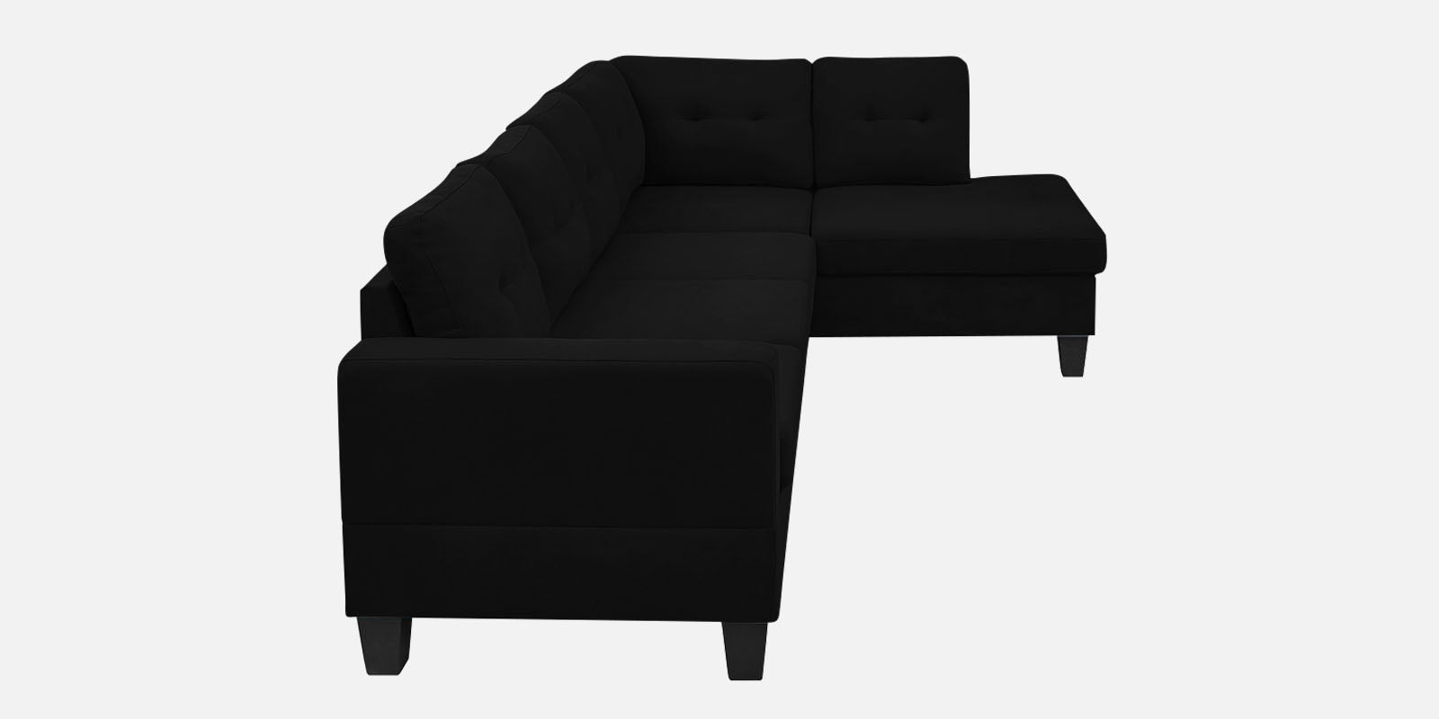 Thomas Fabric LHS Sectional Sofa (3+Lounger) in Zed Black Colour