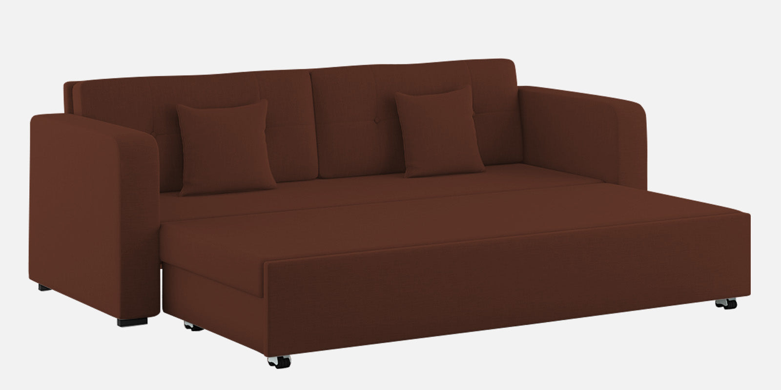 Rocky Fabric 3 Seater Pull Out Sofa Cum Bed In Coffee Brown Colour With Storage